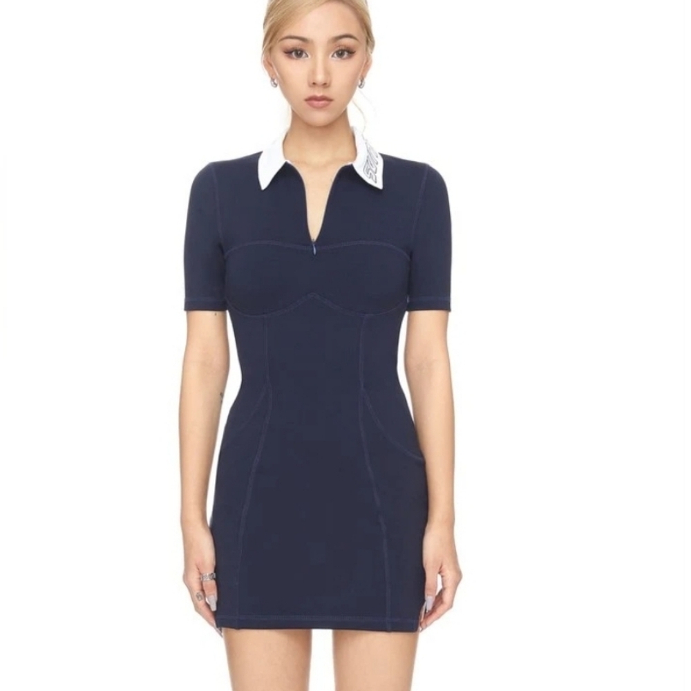 SVNDZ/ Polo Sport Dress/ Navy Blue/ Bodycon/ Size US M